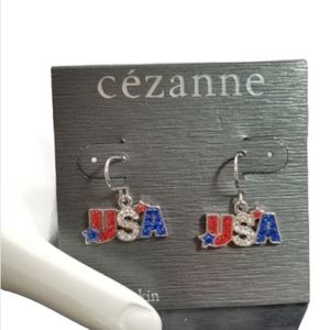 Cezanne USA Star patriotic Earrings  Dangle 4th July Memorial Day